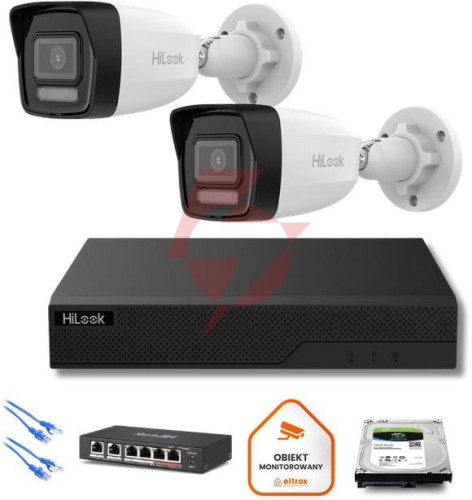 Zestaw monitoringu hilook 2x kamera ipc-b160ha-lu z dyskiem 2tb