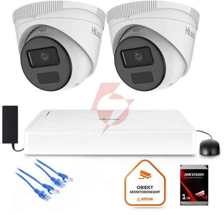 Zestaw monitoringu hilook 2x kamera ipc-t221h-c z dyskiem 1tb