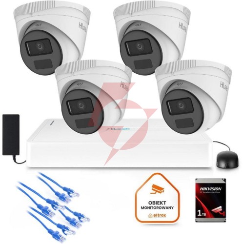 Zestaw monitoringu hilook 4x kamera ipc-t221h-c z dyskiem 1tb