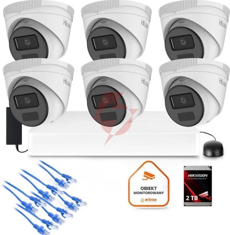 Zestaw monitoringu hilook 6x kamera ipc-t221h-c z dyskiem 2tb