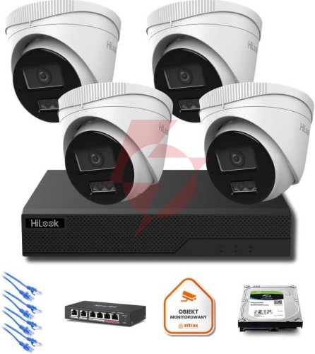 Zestaw monitoringu ip hilook 4x kamera ipc-t260ha-lu 6mp smart-hybrid light