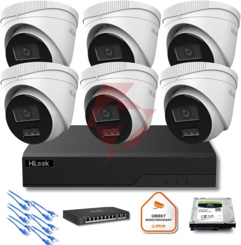 Zestaw monitoringu ip hilook 6x kamer ipc-t260ha-lu 6mp smart-hybrid light