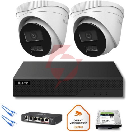 Zestaw monitoringu ip hilook 2x ipc-t280ha-lu 8mp smart-hybrid light