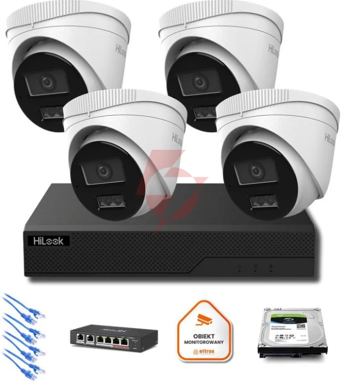 Zestaw monitoringu ip hilook 4x ipc-t280ha-lu 8mp smart-hybrid light