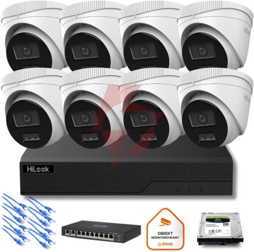 Zestaw monitoringu ip hilook 8x ipc-t280ha-lu 8mp smart-hybrid light