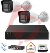 Zestaw moinitoringu ip hilook 2x ipc-b180ha-lu tuba 8mp smart-hybrid light