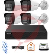Zestaw moinitoringu ip hilook 4x ipc-b180ha-lu tuba 8mp smart-hybrid light