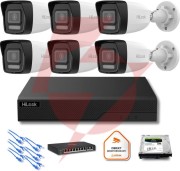 Zestaw moinitoringu ip hilook 6x ipc-b180ha-lu tuba 8mp smart-hybrid light
