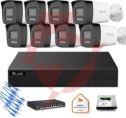 Zestaw moinitoringu ip hilook 8x ipc-b180ha-lu tuba 8mp smart-hybrid light