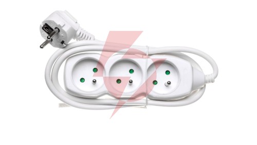 Przedłużacz 3-gniazda z/u 1,5m /H05VV-F 3G1/ biały P0311