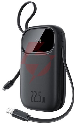 Powerbank baseus enerfill fc31 qpow3 20000 mah 22,5 w pd 3.0 qc 3.0 czarny + kabel usb-c i lighthing