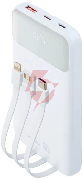 Powerbank rivacase 10000mah 22.5w pd 2x usb-c 1x usb-a va2211 biały + kabel usb-c i lightning