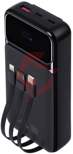 Powerbank rivacase 20000mah 22.5w pd 2x usb-c 1x usb-a va2221 czarny + kabel usb-c i lightning