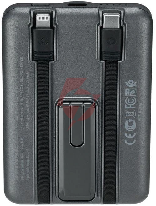 Powerbank rivacase 5000mah 22.5w pd qi magsafe 1x usb-c va2607 szary + kabel usb-c i lightning