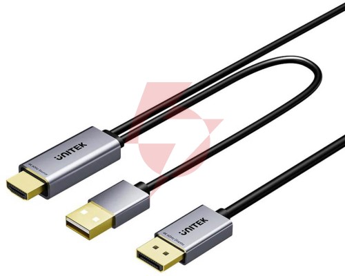 Unitek kabel hdmi do displayport 4k z zasilaniem usb-a | 4k@60hz | hdr | 1,8 m