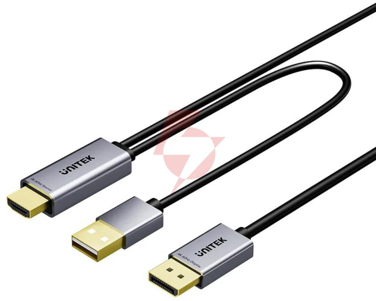 Unitek kabel hdmi do displayport 4k z zasilaniem usb-a | 4k@60hz | hdr | 1,8 m