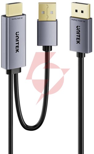 Unitek kabel hdmi do displayport 4k z zasilaniem usb-a | 4k@60hz | hdr | 1,8 m