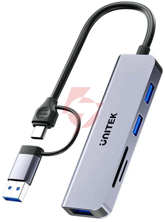 Unitek hub 5w1 usb-a/c 5 gbps z czytnikiem kart sd i micro sd