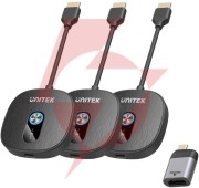 Unitek bezprzewodowy transmiter hdmi 1080p, 1 nadajnik + 2 odbiorniki, czarny