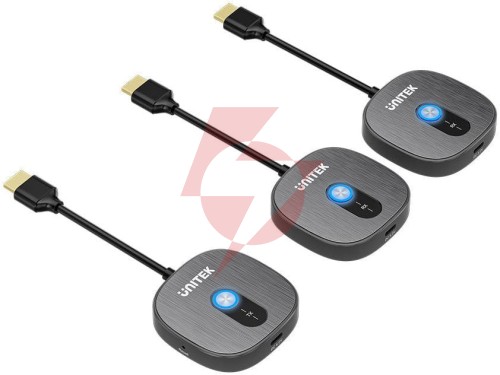 Unitek bezprzewodowy transmiter hdmi 1080p, 1 nadajnik + 2 odbiorniki, czarny