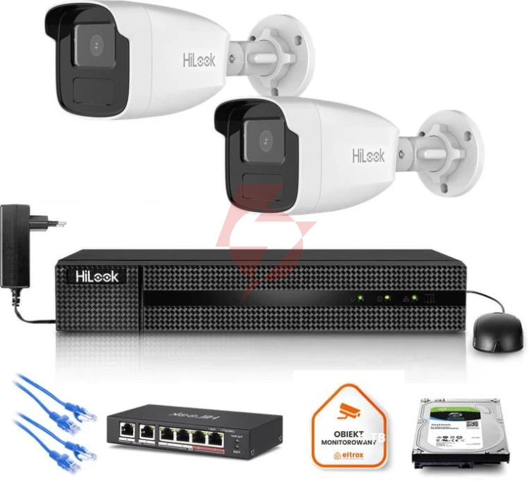 Zestaw monitoringu hilook 2x kamera ipc-b440h(4mm)(c) z dyskiem 2tb