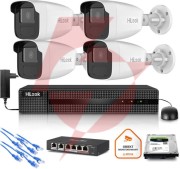 Zestaw monitoringu hilook 4x kamera ipc-b440h(4mm)(c) z dyskiem 2tb