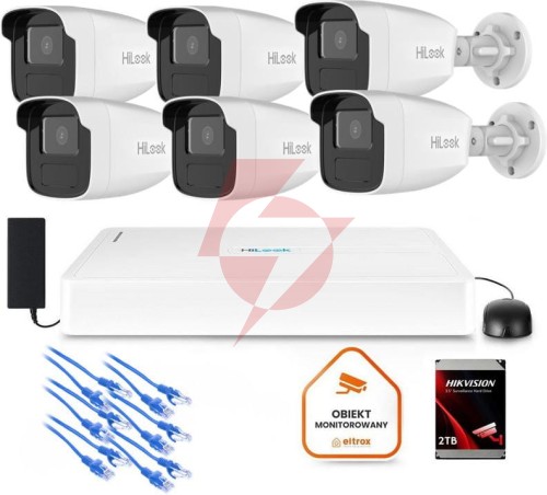 Zestaw monitoringu hilook 6x kamera ipc-b440h(4mm)(c) z dyskiem 2tb