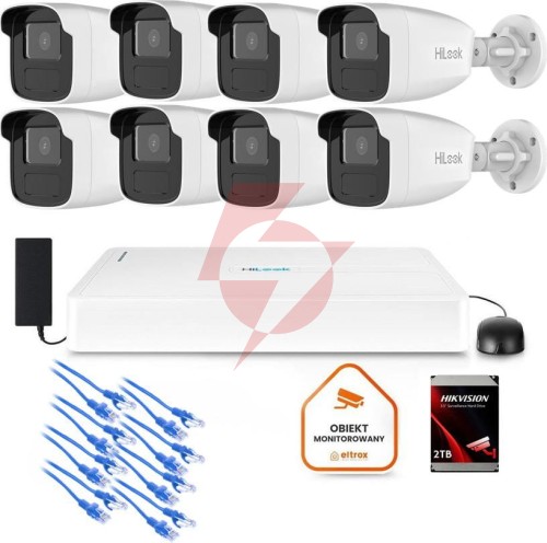 Zestaw monitoringu hilook 8x kamera ipc-b440h(4mm)(c) z dyskiem 2tb
