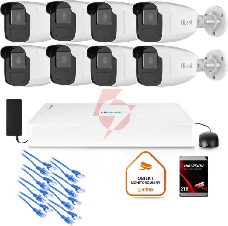 Zestaw monitoringu hilook 8x kamera ipc-b440h(4mm)(c) z dyskiem 2tb