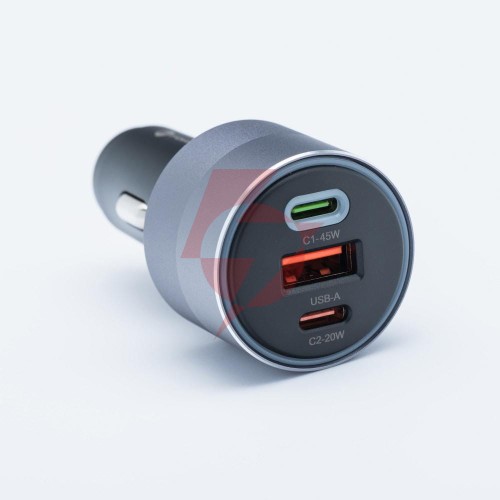 Ładowarka samochodowa forcell f-energy 65 w 2x usb-c 1x usb-a pd 3.0 qc 4.0 szara