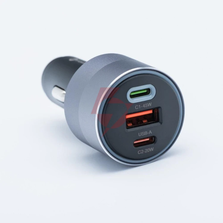 Ładowarka samochodowa forcell f-energy 65 w 2x usb-c 1x usb-a pd 3.0 qc 4.0 szara
