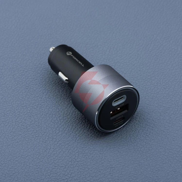 Ładowarka samochodowa forcell f-energy 65 w 2x usb-c 1x usb-a pd 3.0 qc 4.0 szara