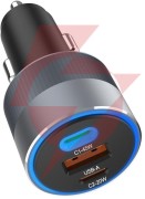 Ładowarka samochodowa forcell f-energy 65 w 2x usb-c 1x usb-a pd 3.0 qc 4.0 szara