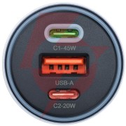 Ładowarka samochodowa forcell f-energy 65 w 2x usb-c 1x usb-a pd 3.0 qc 4.0 szara