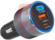 Ładowarka samochodowa forcell f-energy alu 85 w 2x usb-c 1x usb-a pd 3.0 qc 4.0 szara