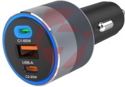 Ładowarka samochodowa forcell f-energy alu 85 w 2x usb-c 1x usb-a pd 3.0 qc 4.0 szara