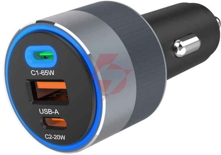 Ładowarka samochodowa forcell f-energy alu 85 w 2x usb-c 1x usb-a pd 3.0 qc 4.0 szara