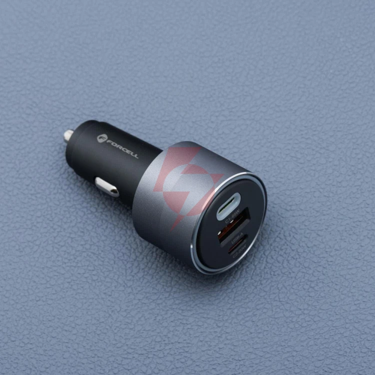 Ładowarka samochodowa forcell f-energy alu 85 w 2x usb-c 1x usb-a pd 3.0 qc 4.0 szara