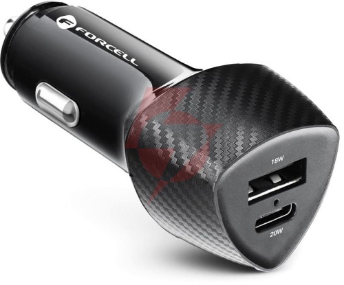 Ładowarka samochodowa forcell carbon cc50-1a1c 38 w 1x usb-c 1x usb-a pd 3.0 qc 3.0 czarna