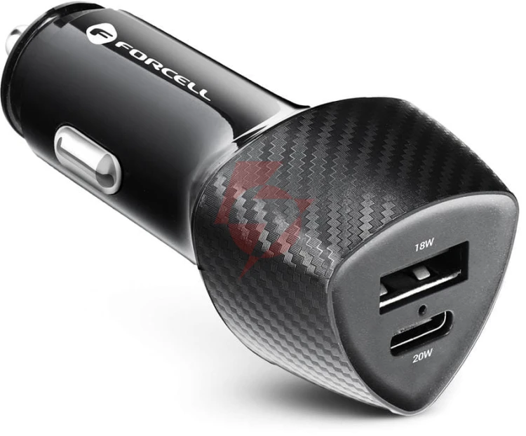 Ładowarka samochodowa forcell carbon cc50-1a1c 38 w 1x usb-c 1x usb-a pd 3.0 qc 3.0 czarna