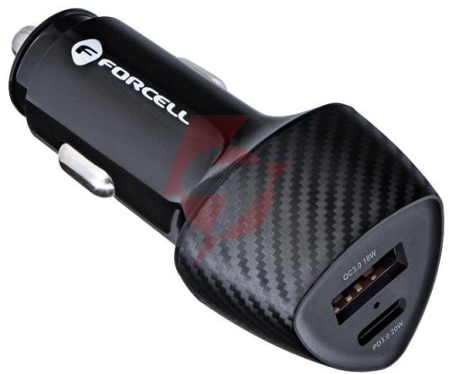 Ładowarka samochodowa forcell carbon cc50-1a1c 38 w 1x usb-c 1x usb-a pd 3.0 qc 3.0 czarna