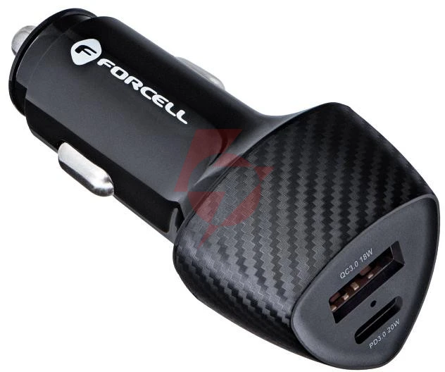 Ładowarka samochodowa forcell carbon cc50-1a1c 38 w 1x usb-c 1x usb-a pd 3.0 qc 3.0 czarna