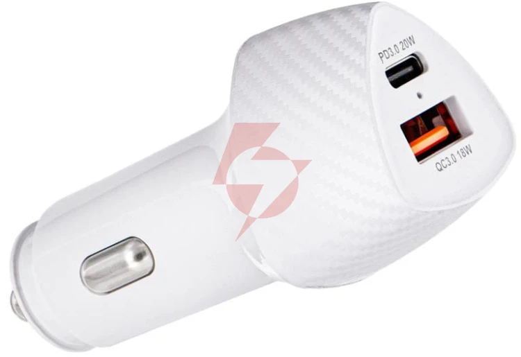 Ładowarka samochodowa forcell carbon cc50-1a1c 38 w 1x usb-c 1x usb-a pd 3.0 qc 3.0 biała