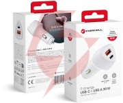 Ładowarka samochodowa forcell carbon cc50-1a1c 38 w 1x usb-c 1x usb-a pd 3.0 qc 3.0 biała