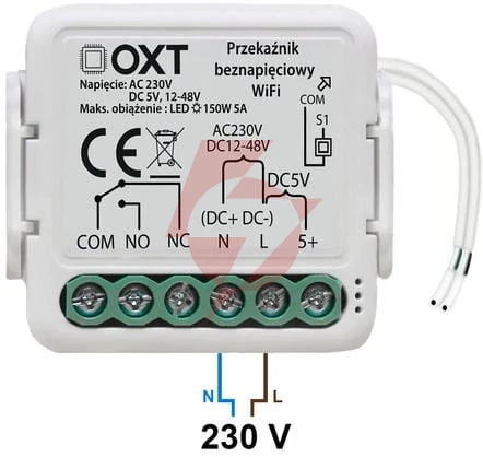 Moduł oxt mini przekaźnik beznapięciowy ac 230v dc 5v 12-48v wifi tuya