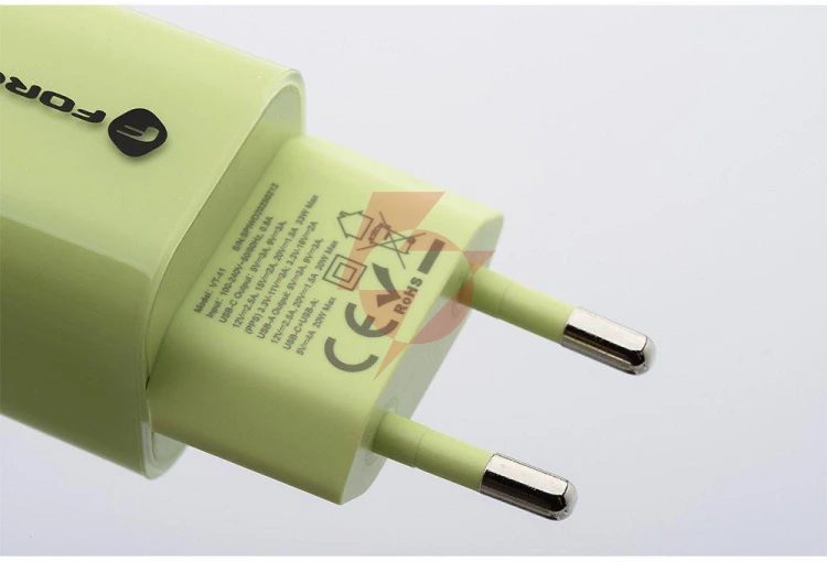 Ładowarka sieciowa forcell f-energy gan iii vt-41 33 w 1x usb-c 1x usb-a pd 3.0 qc 4.0 zielona