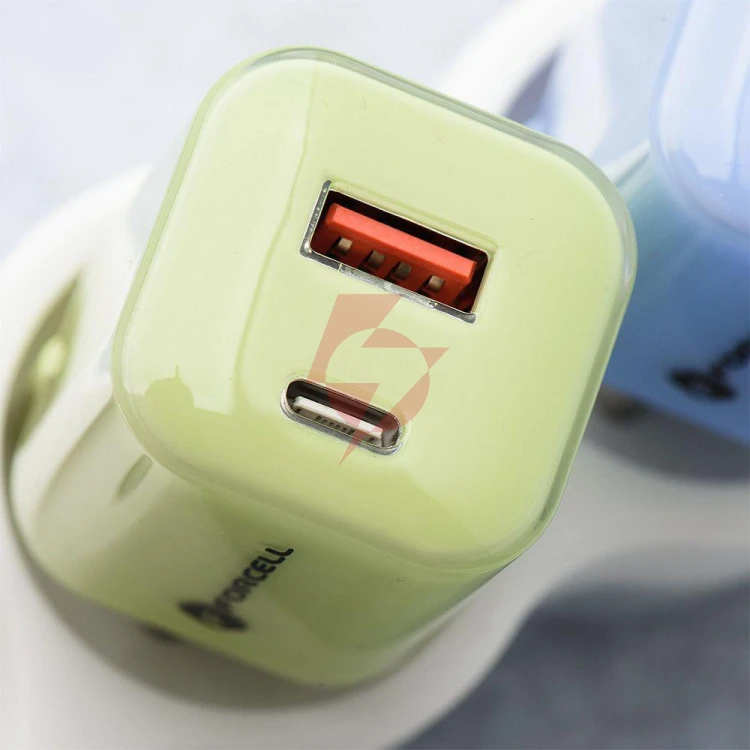 Ładowarka sieciowa forcell f-energy gan iii vt-41 33 w 1x usb-c 1x usb-a pd 3.0 qc 4.0 zielona