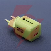 Ładowarka sieciowa forcell f-energy gan iii vt-41 33 w 1x usb-c 1x usb-a pd 3.0 qc 4.0 zielona