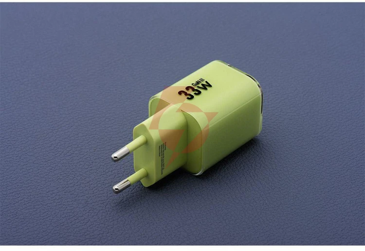 Ładowarka sieciowa forcell f-energy gan iii vt-41 33 w 1x usb-c 1x usb-a pd 3.0 qc 4.0 zielona