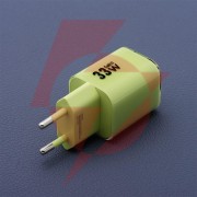 Ładowarka sieciowa forcell f-energy gan iii vt-41 33 w 1x usb-c 1x usb-a pd 3.0 qc 4.0 zielona